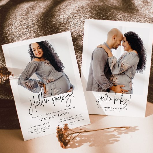 EMERY | Elegante Baby shower Hallo baby Kaart