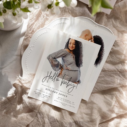 EMERY | Elegante Baby shower Hallo baby Kaart