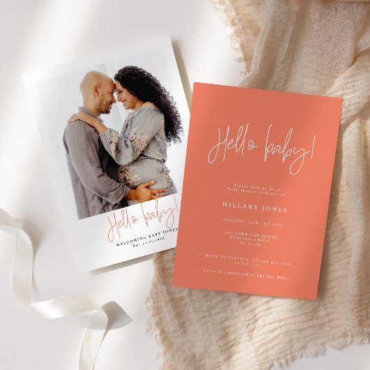 EMERY | Elegante baby shower - Hello Peach Kaart