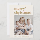 EMERY Gold Retro Familie  Foto Kerst Feestdagenkaart (Voorkant)