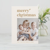 EMERY Gold Retro Familie  Foto Kerst Feestdagenkaart (Staand voorkant)