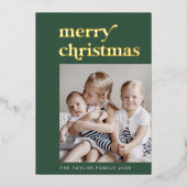 EMERY Groene Folie Retro  Foto Kerst Folie Feestdagenkaart (Voorkant)