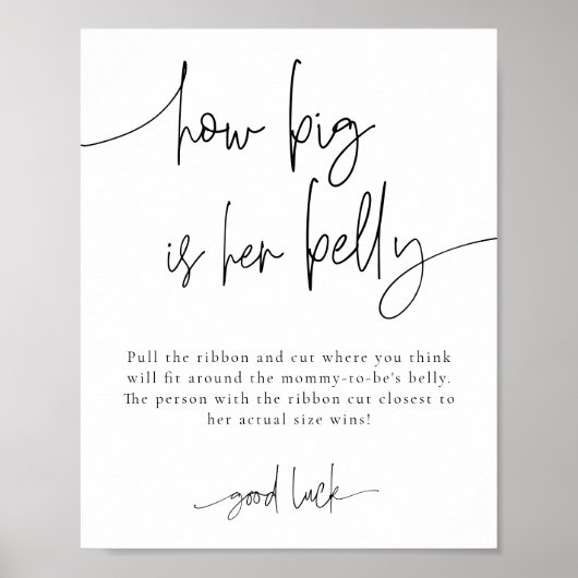 EMERY Hoe groot is haar buik Baby shower spel Poster (Voorkant)