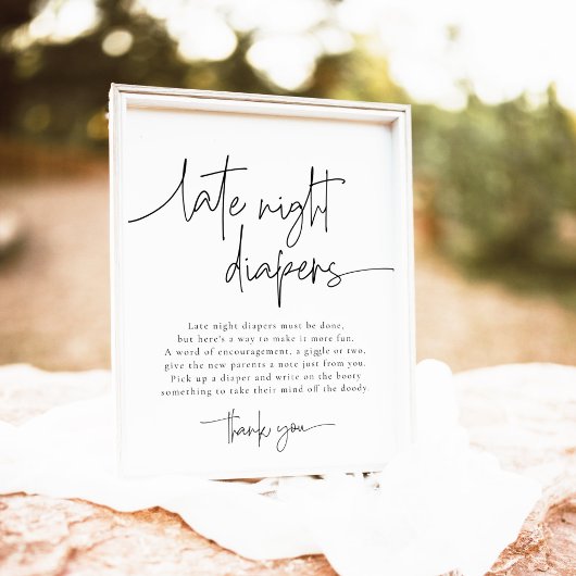 EMERY Late Night Luiers Baby shower Spel Poster