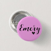 EMERY Name Girls Kinder Minimale Black Simple Whit Ronde Button 3,2 Cm (Voorkant /achterkant)