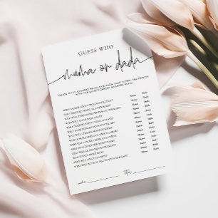 EMERY Whimsi Mama of Dada Baby shower Game Kaart