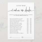 EMERY Whimsi Mama of Dada Baby shower Game Kaart (Voorkant)