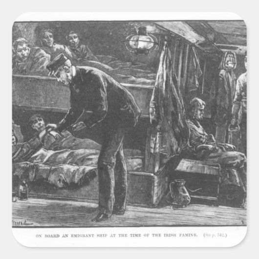 Emigrant Ship ten tijde van de Ierse hongersnood Vierkante Sticker (Voorkant)