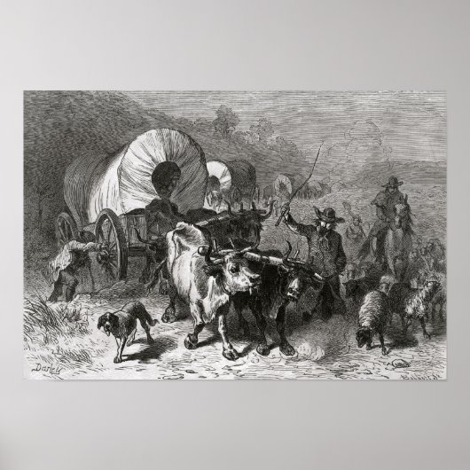 Emigratie naar het Western land Poster (Voorkant)