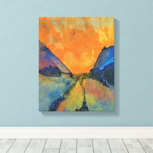Emil Nolde Mountain Landscape Valley with Sunset Canvas Afdruk (Insitu (Houten vloer))