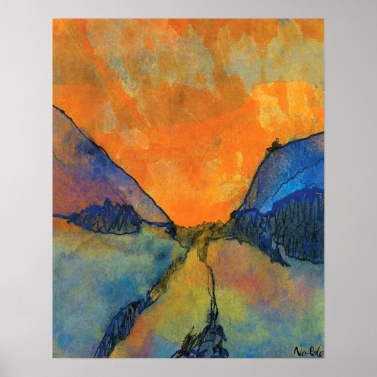 Emil Nolde Mountain Landscape Valley with Sunset Poster (Voorkant)