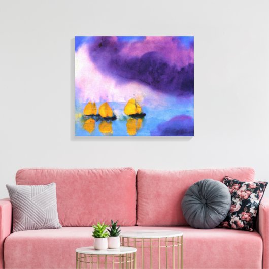 Emil Nolde - Zee met gewelddadige wolken en zeilbo Canvas Afdruk (Insitu (Woonkamer))