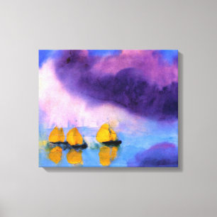 Emil Nolde - Zee met gewelddadige wolken en zeilbo Canvas Afdruk