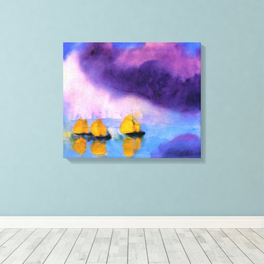 Emil Nolde - Zee met gewelddadige wolken en zeilbo Canvas Afdruk (Insitu (Houten vloer))