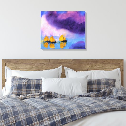 Emil Nolde - Zee met gewelddadige wolken en zeilbo Canvas Afdruk (Insitu (Slaapkamer))