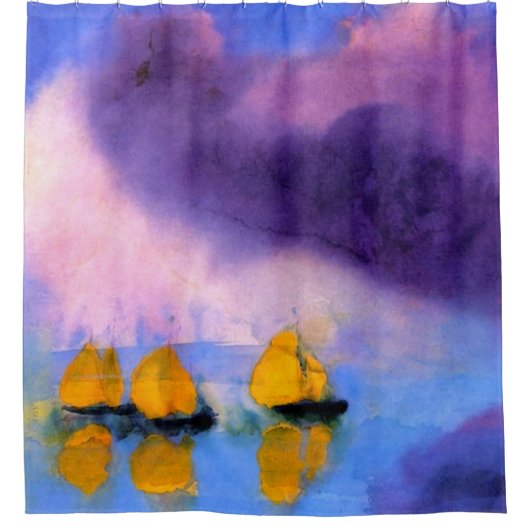 Emil Nolde - Zee met gewelddadige wolken en zeilbo Douchegordijn (Voorkant)