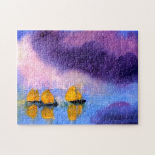 Emil Nolde - Zee met gewelddadige wolken en zeilbo Legpuzzel (Horizontaal)