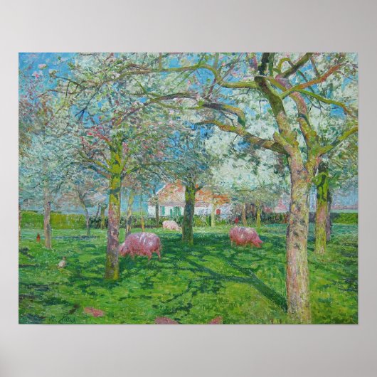 Emile Claus - De Orchard in de lente Poster (Voorkant)