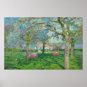 Emile Claus - De Orchard in de lente Poster