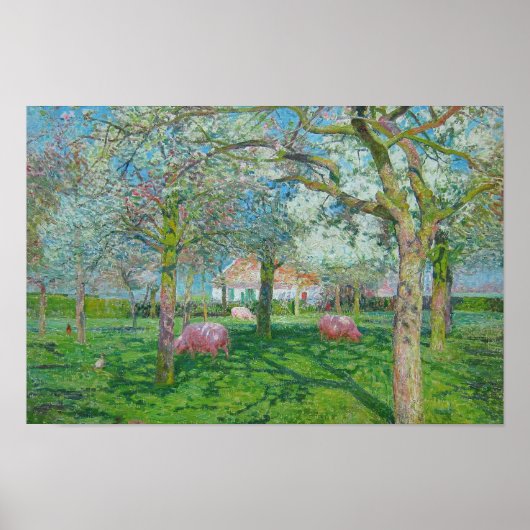 Emile Claus - De Orchard in de lente Poster (Voorkant)