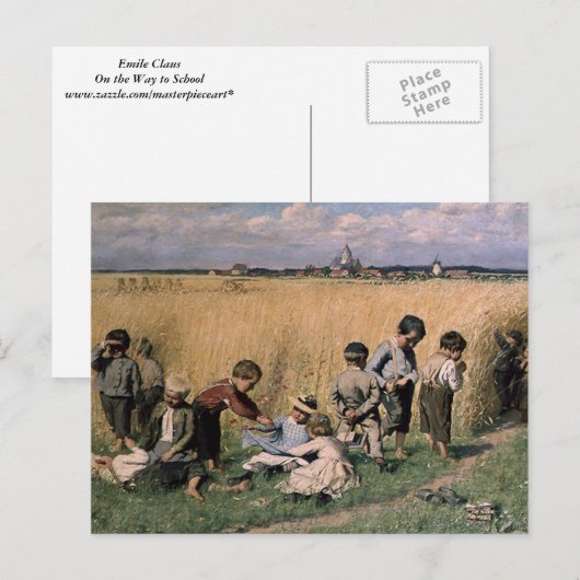 Emile Claus - Op weg naar school Briefkaart (Voorkant / Achterkant)