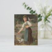 Emile Munier Vintage Voeding the Doves Briefkaart (Staand voorkant)