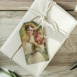  Emile Vernon Vrouw Bloemen Gelukkig Verjaardag Cadeaulabel