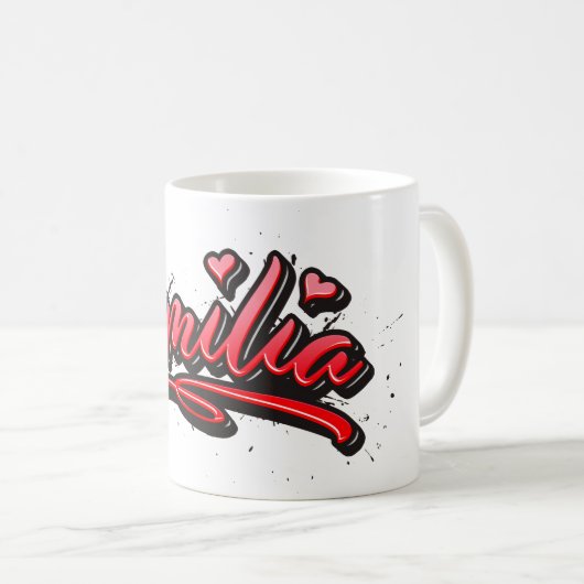 Emilia Heart Splash Graffiti Koffiemok (Voorkant rechts)