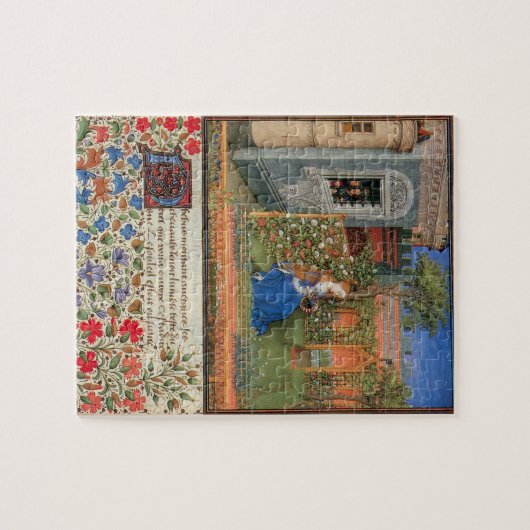 Emilia in de tuin van het roos middeleeuwse kunst legpuzzel (Horizontaal)