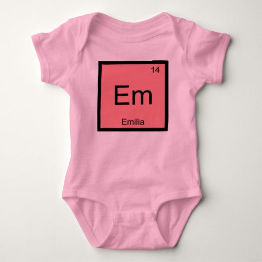 Emilia Name Chemistry Element Periodic Table Romper (Voorkant)