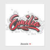 Emilia red Heart Graffiti Aufkleber Sticker (Vel)