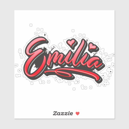 Emilia red Heart Graffiti Aufkleber Sticker (Vel)