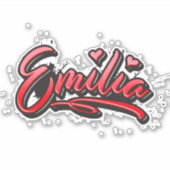 Emilia red Heart Graffiti Aufkleber Sticker (Voorkant)