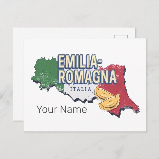 Emilia Romagna Vlag Italië Retro Regio Kaart  (Voorkant / Achterkant)