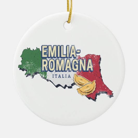 Emilia Romagna Vlag Italië Retro Regio Kaart  Keramisch Ornament (Voorkant)