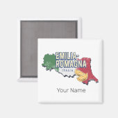 Emilia Romagna Vlag Italië Retro Regio Kaart  Magneet (Voorkant / Achterkant)