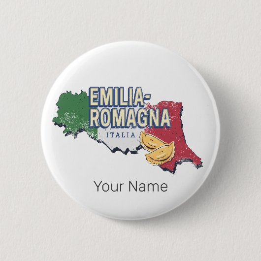 Emilia Romagna Vlag Italië Retro Regio Kaart  Ronde Button 5,7 Cm (Voorkant)