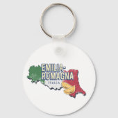Emilia Romagna Vlag Italië Retro Regio Kaart  Sleutelhanger (Voorkant)