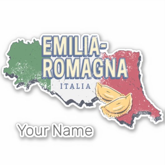 Emilia Romagna Vlag Italië Retro Regio Kaart Sticker (Voorkant)