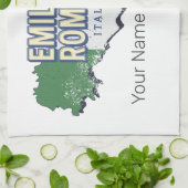 Emilia Romagna Vlag Italië Retro Regio Kaart  Theedoek (Gevouwen)