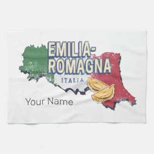 Emilia Romagna Vlag Italië Retro Regio Kaart  Theedoek