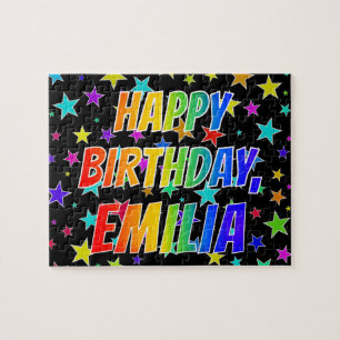 "EMILIA" voornaam, geun "HAPPY BIRTHDAY" Legpuzzel