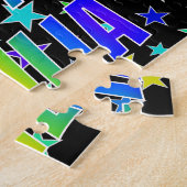 "EMILIA" voornaam, geun "HAPPY BIRTHDAY" Legpuzzel (Zijkant)