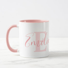 Emilie-naam betekent zachte roze monogram mok