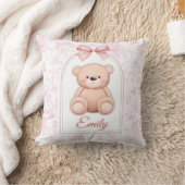 Emily | Aangepaste Roze Teddybeer Nursery Design Kussen (Deken)