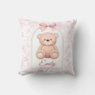 Emily Aangepaste Roze Teddybeer Nursery Design Kussen