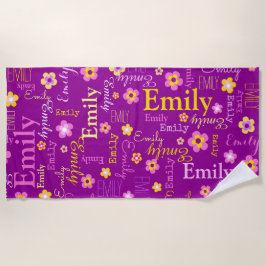 Emily bloemen naam strandhanddoek strandlaken
