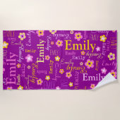 Emily bloemen noemen strandhanddoek strandlaken (Voorkant)