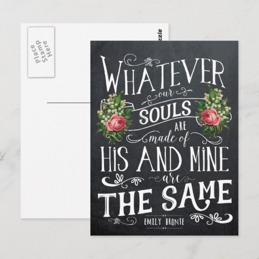 Emily Bronte citeert briefkaart, wat onze ziel ook Briefkaart (Voorkant / Achterkant)