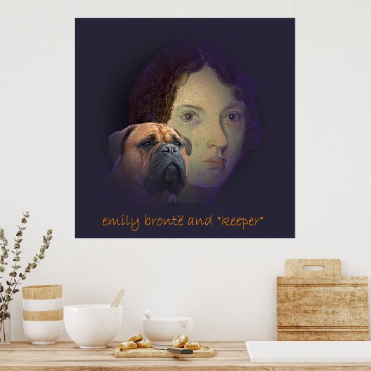 Emily Bronte en haar hond "Keeper" Poster (Keuken)